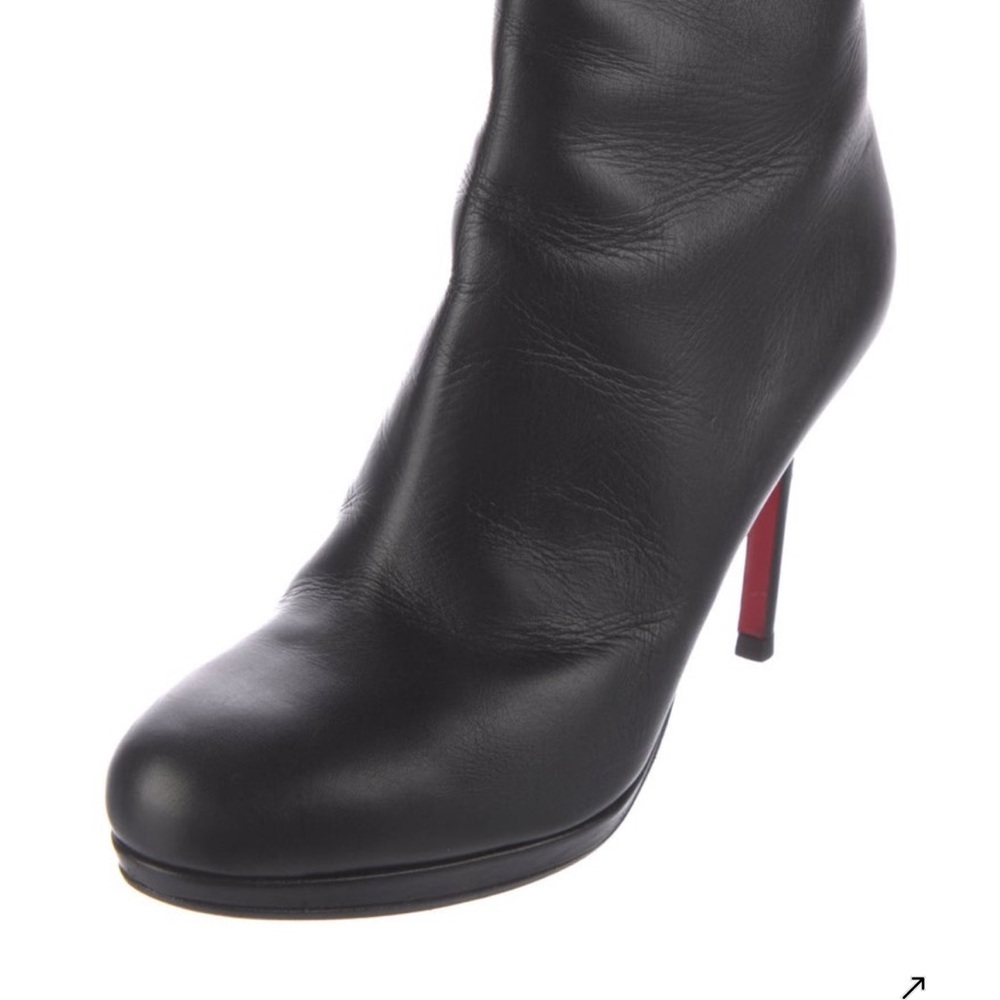 Christian Louboutin Black Leather Women's ankle Boots + BOX + DUFFLE BAG